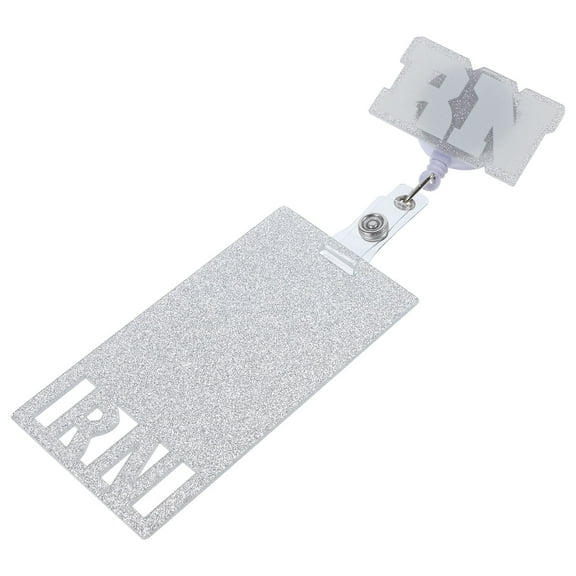 Glitter Nurse Badge Holder Acrylic Tag Accessory with Belt Clip 2pcs
