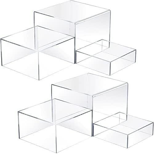 6 Pcs Buffet Risers, Food Risers for Buffet Table, Display Stand for Catering Dessert Collectibles Jewelry Figures Show, 5 Sided Acrylic Cube Display Organizer Acrylic Cube Boxes(Clear)