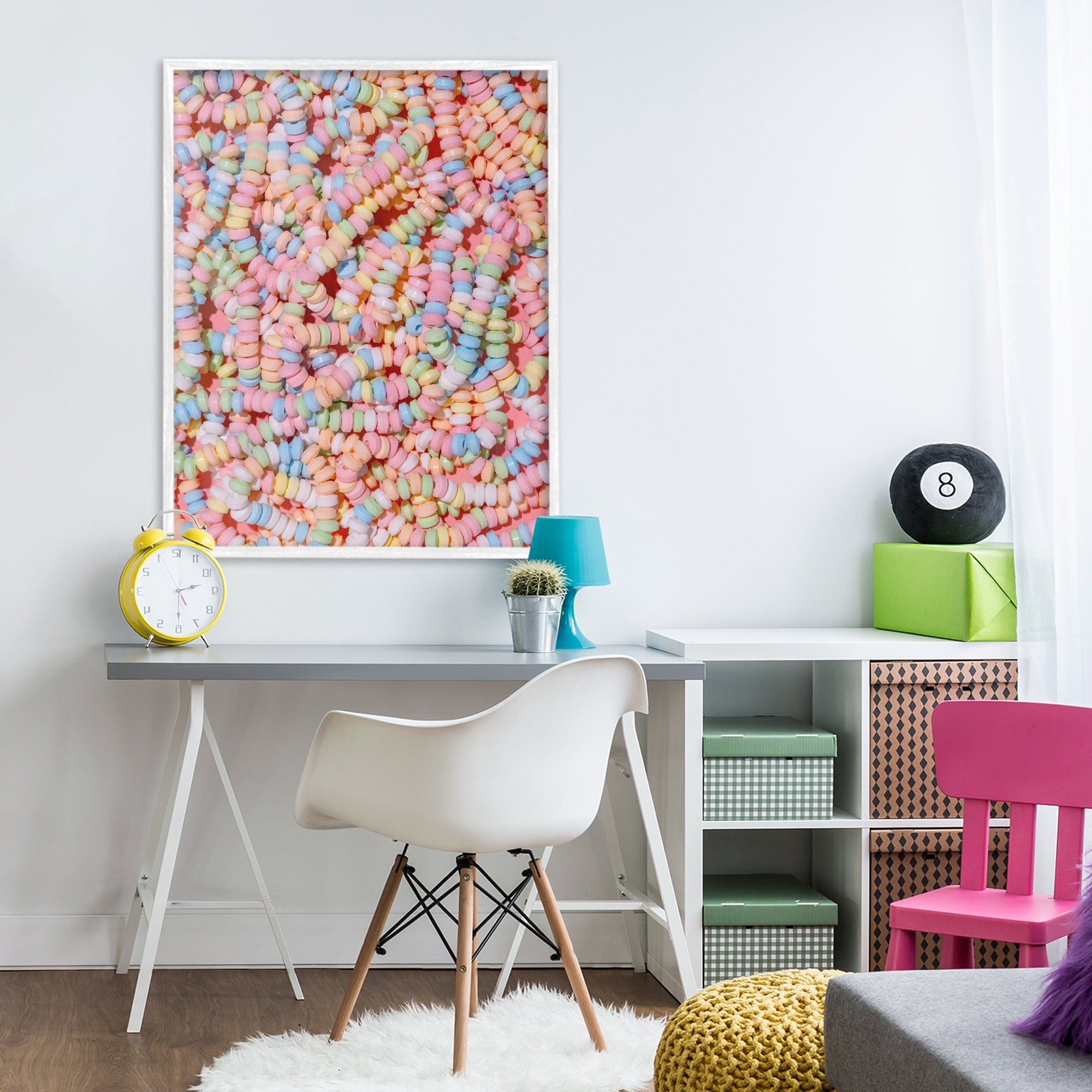 Stupell Industries Pastel Candy Necklace White Framed Giclee Art, design by LISH Creative