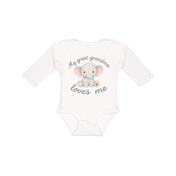 Inktastic Cute Elephant My Great Grandma Loves Me Boys or Girls Long Sleeve Baby Bodysuit