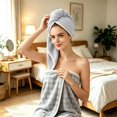 thumbnail image 3 of Extra Large Thickened Hair Drying Towel for Women, Soft Highly Absorbent Fast Dry Hair Wrap, Quick Dry Hair Turban for Long Curly Hair, Bathroom Home Travel Use, 3 of 6