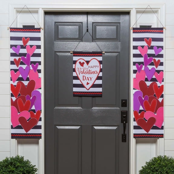 Valentine's Hearts and Stripes Door Banner Kit