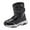 Black, variant on Kids Shiny Snow Boots Boys Girls Winter Fleece Lined Mid Calf Wide Fit Non Slip Waterproof Lightweight Thermal Walking Slip On Short Boots for Outdoor Activities