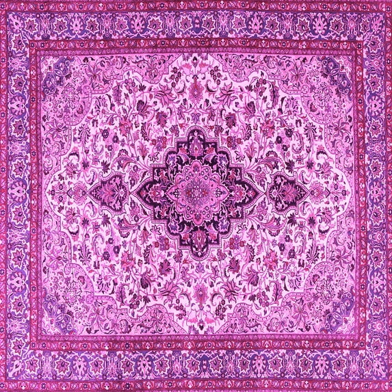 Ahgly Company Indoor Square Medallion Pink Traditional Area Rugs, 5' Square