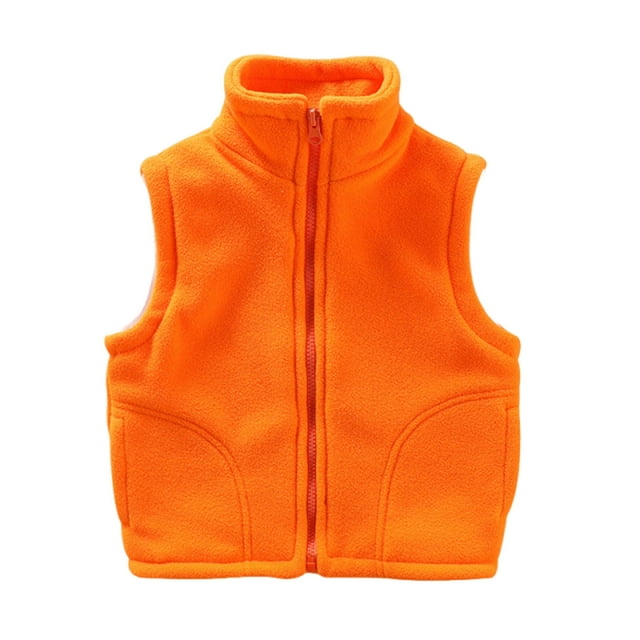 ZACPNCV Garçons Bébé Veste Sans Manches en Molleton Polaire Vêtements d'Extérieur Gilets Orange 12-13 Ans