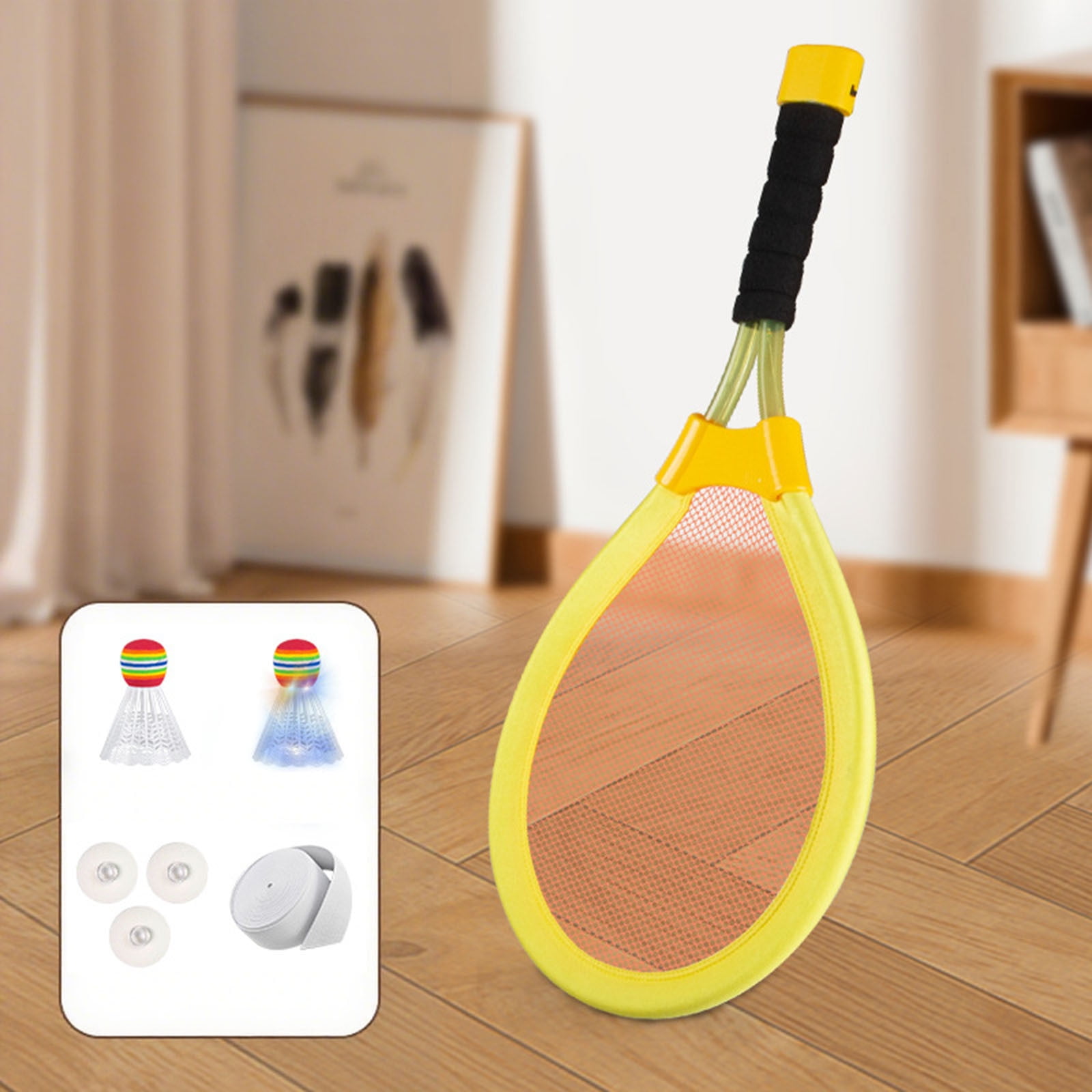 Kids Tennis Badminton Set for Beginners Ages 3-15 Lightweight Junior Youth Training with Shockproof Grip Indoor Outdoor Sports Toys