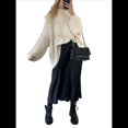 thumbnail image 3 of Suéteres de Cuello Alto de Gran Tamaño para Mujer, Jerseys de Punto Grueso de Larga, Ropa de Moda de Invierno, Otoño Albaricoque M, 3 of 10