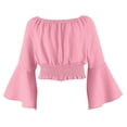 thumbnail image 4 of mgoYE Girls Off The Shoulder Tops Long Sleeve Loose Fit Dress Shirts Blouses(Pink,9-10 Years), 4 of 8