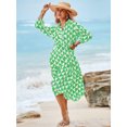 thumbnail image 5 of Womens Color Block Long Sleeve Boho Midi Dress Casual Beach Button Down Shirt Dress, 5 of 6