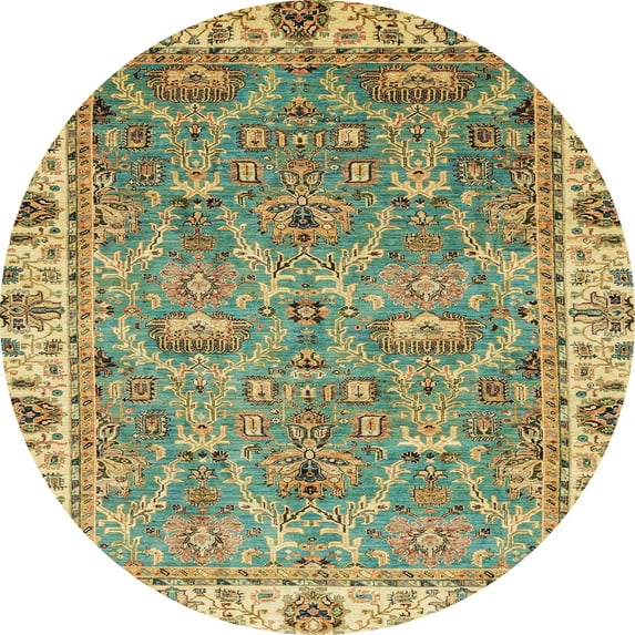 Ahgly Company Indoor Round Abstract Avocado Green Oriental Area Rugs, 3' Round