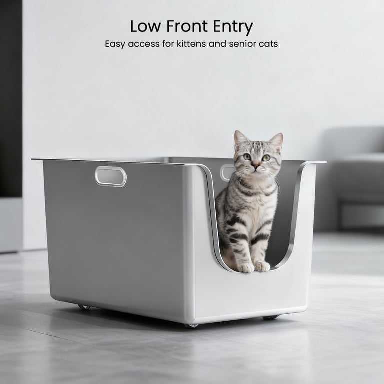 Ptlom Large Stainless Steel Cat Litter Box, 11.8 Inch High photo 6