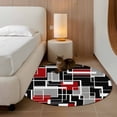 thumbnail image 2 of Round Rugs 3 Ft, Red Black Geometric Non Slip Area Rugs for Kitchen Bedroom Entryway, Modern Color Block Abstract Washable Carpet Runner Rug Floor Mats for Bedroom Home Decor, 2 of 8