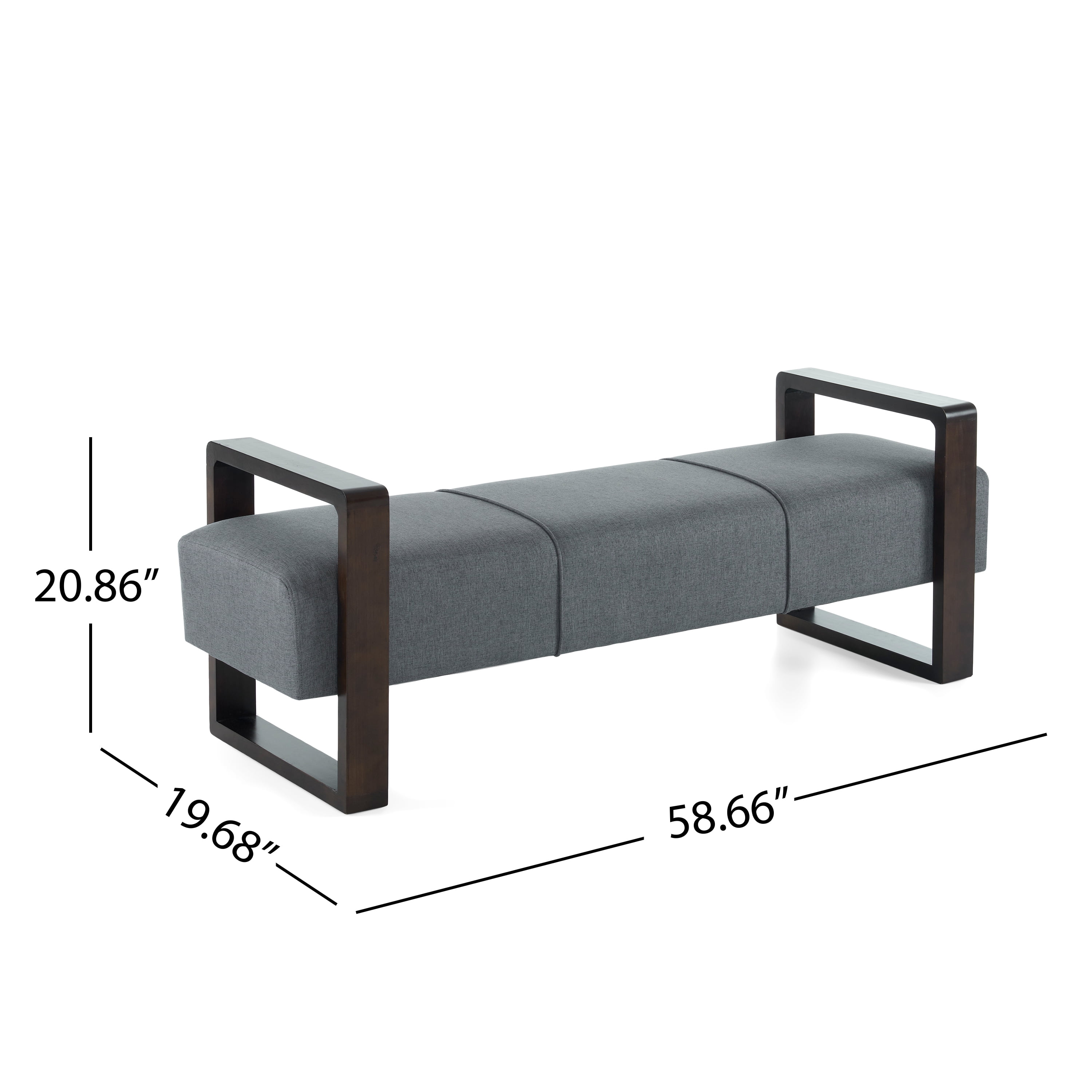 Aukfa Long Linen Ottoman Bench,Upholstered Entryway/Bedroom Footrest & End-of-Bed Bench, 300 lbs Capacity,Gray