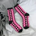 thumbnail image 5 of Rateoe pink and black argyle for Women Casual Calf Socks - Cute Crew Socks - Thin Soft Above Ankle Socks Size 5-11, 5 of 6