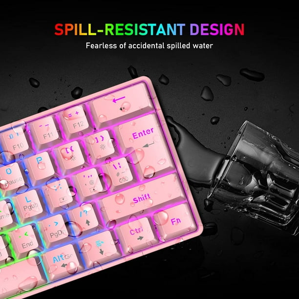 Clavier de jeu mécanique rose 60% True 20 caractères lumineux rétro-éclairés  RGB Chroma Type C filaire clavier de jeu 62 touches 