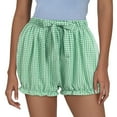 thumbnail image 6 of GEWSEY Women Gingham Boy Drewstring Shorts Smocked Plaid Bloomers Cute Frill Ruffle Sexy Micro Shorts Bottoms Y2k Pettipants (Green, XL), 6 of 6