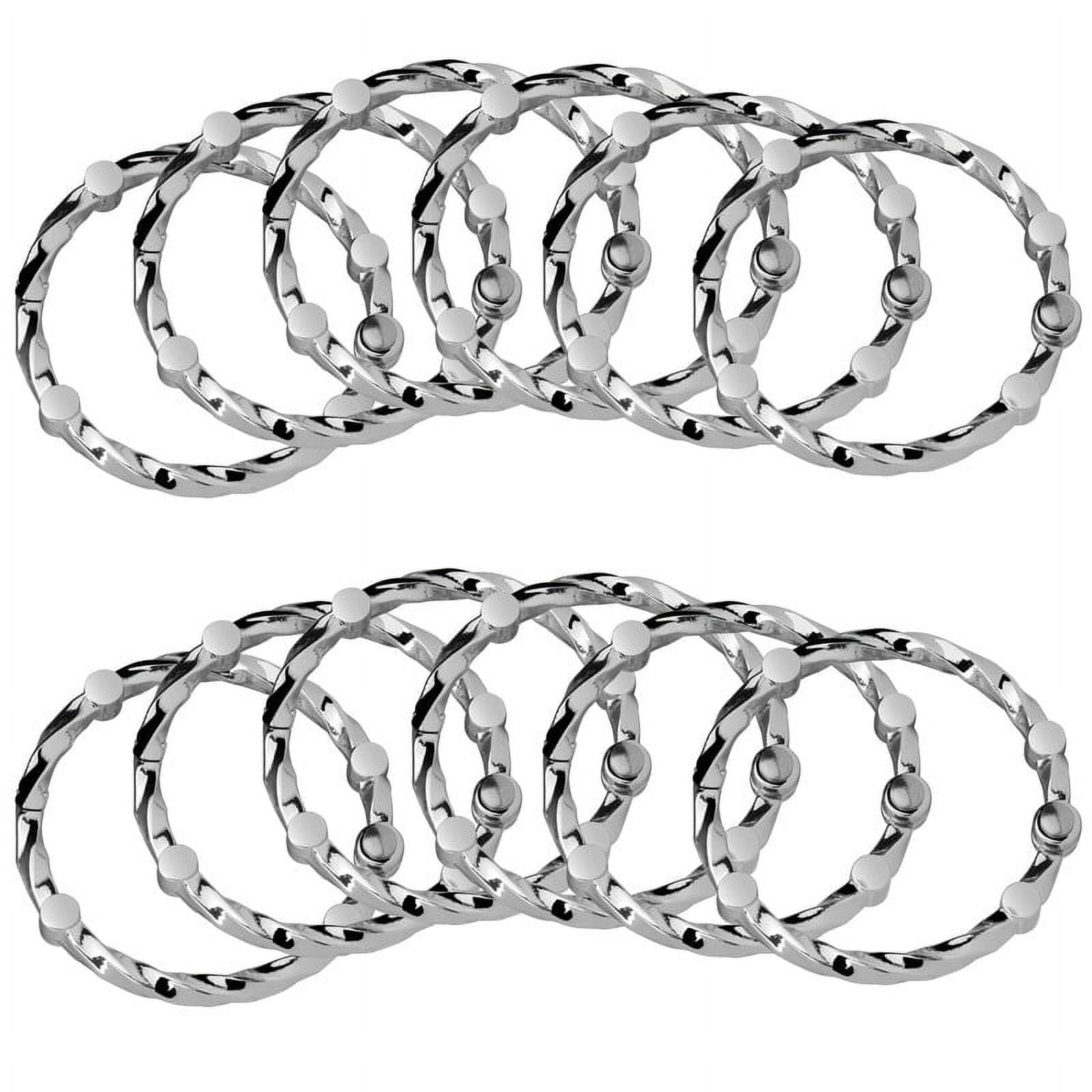 Utopia Alley Shower Eternity Curtain Rings, Rustproof Zinc Shower Curtain Rings for Bathroom Shower Rods Curtains - Set of 12- Chrome