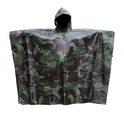 Mens Army Camoflage Waterproof Hooded Lightweight PVC Outdoor Rain Jacket 