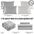 thumbnail image 3 of Dearfoams Grey Plaid Velvet Plush 7 Piece Quilt Bedding Set with Polyester Sheets, Queen, 3 of 7