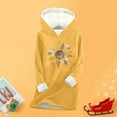 thumbnail image 5 of Qulqfy Tops for Women Long Sleeve Plus Size Yellow Fleece Lined Pullover Tops Winter Floral Hooded Shirts Fall Tops for Women, 5 of 5