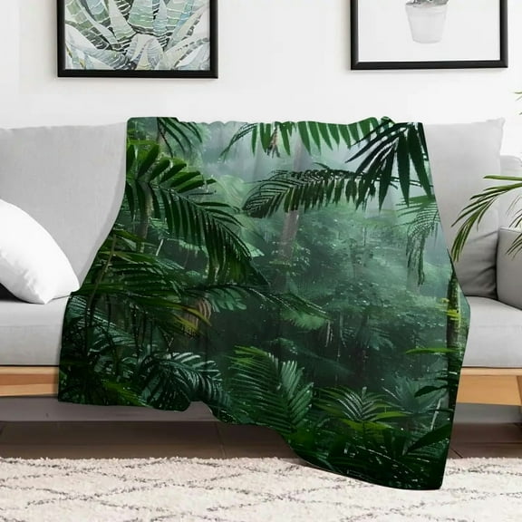 Creowell Trees Plants Rainforest Flannel Blankets for Couch Bed Sofa, Home Leisure Fuzzy Soft Cozy Blanket Multifunctional for Sofa, Travel, Camping, Bed, Chair, All Season Gift 30x40in