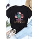 thumbnail image 4 of ABPHQTO Camiseta de manga corta con estampado gráfico de cabeza de vaca floral occidental negra para mujer, 4 of 5