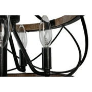 Oaks Aura 5-Light Wood Farmhouse Drum Chandelier Dining Room Adjustable Height Pendant Lighting