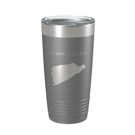 

Stanley Lake Map Tumbler Travel Mug Insulated Laser Engraved Coffee Cup Idaho 20 oz Dark Gray
