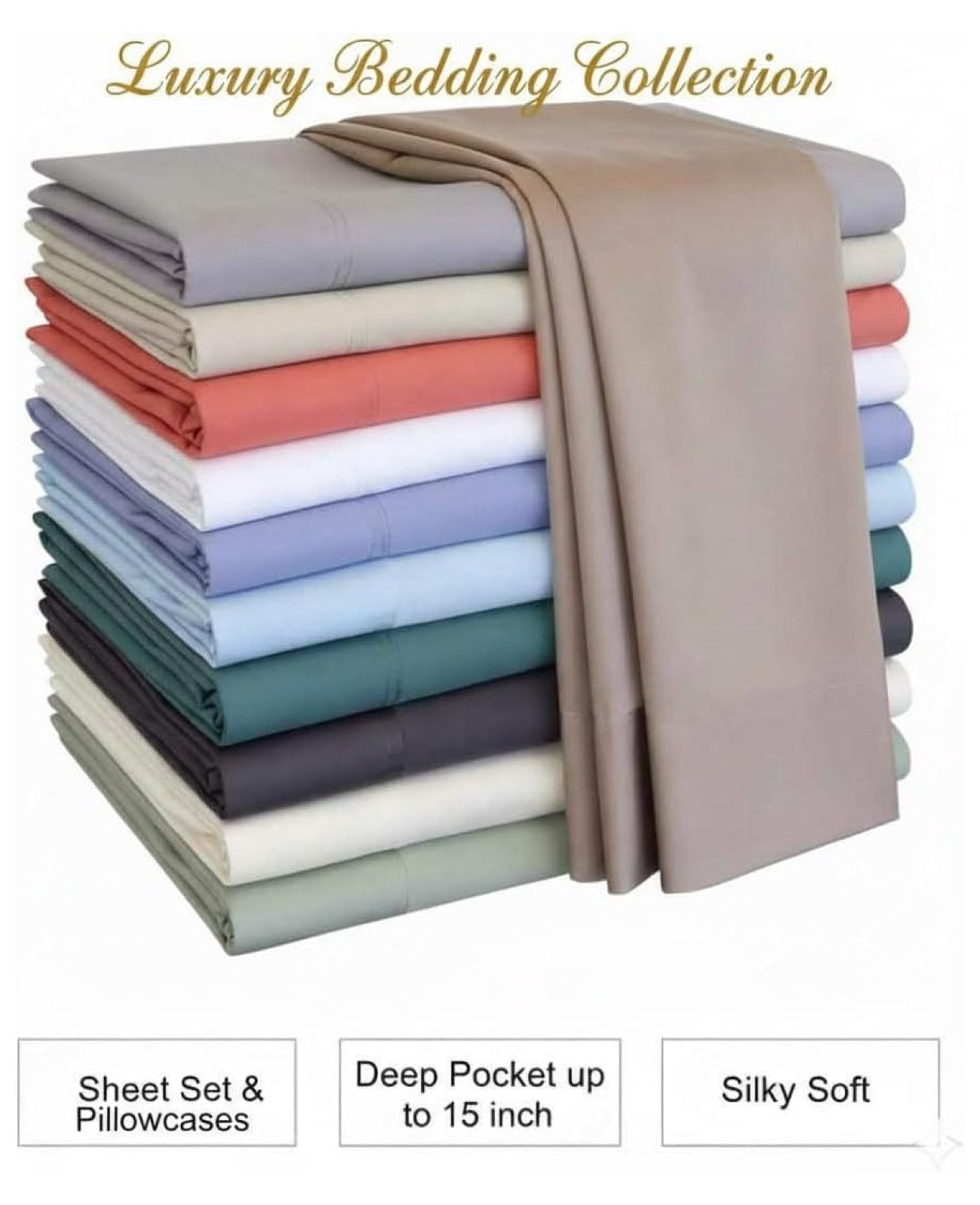 Silky-Soft Viscose from Bamboo-Cotton , King 4PC Bed Sheets Set, Blue