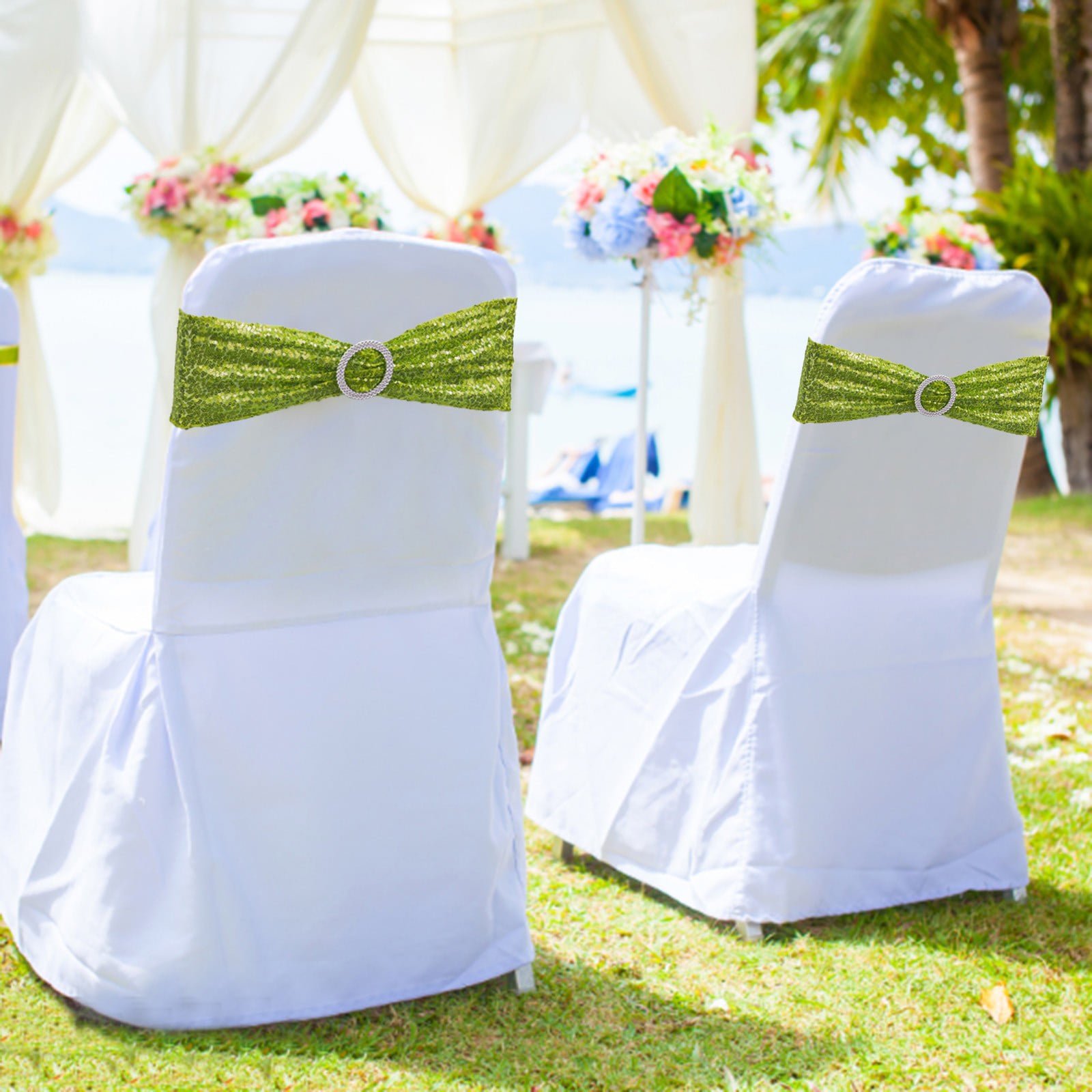 JHGoosa Holiday Party Decorative Chair Cover Bow Back Flower