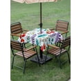 thumbnail image 4 of Outdoor Tablecloth with Umbrella Hole for Patio/Picnic/Party/Camping, Spring Leaves Waterproof Table Cloth Square Cover Washable, Watercolor Leaf Botanical Nature Light Blue (54"x 54"), 4 of 8
