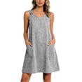 thumbnail image 2 of QSXADF Women's Summer Tank Sundress Mini Dress Fashion Casual Striped Graphic Round Neck Sleeveless Casual Regular Len Women's Dresses Vacation Dress, 2 of 5