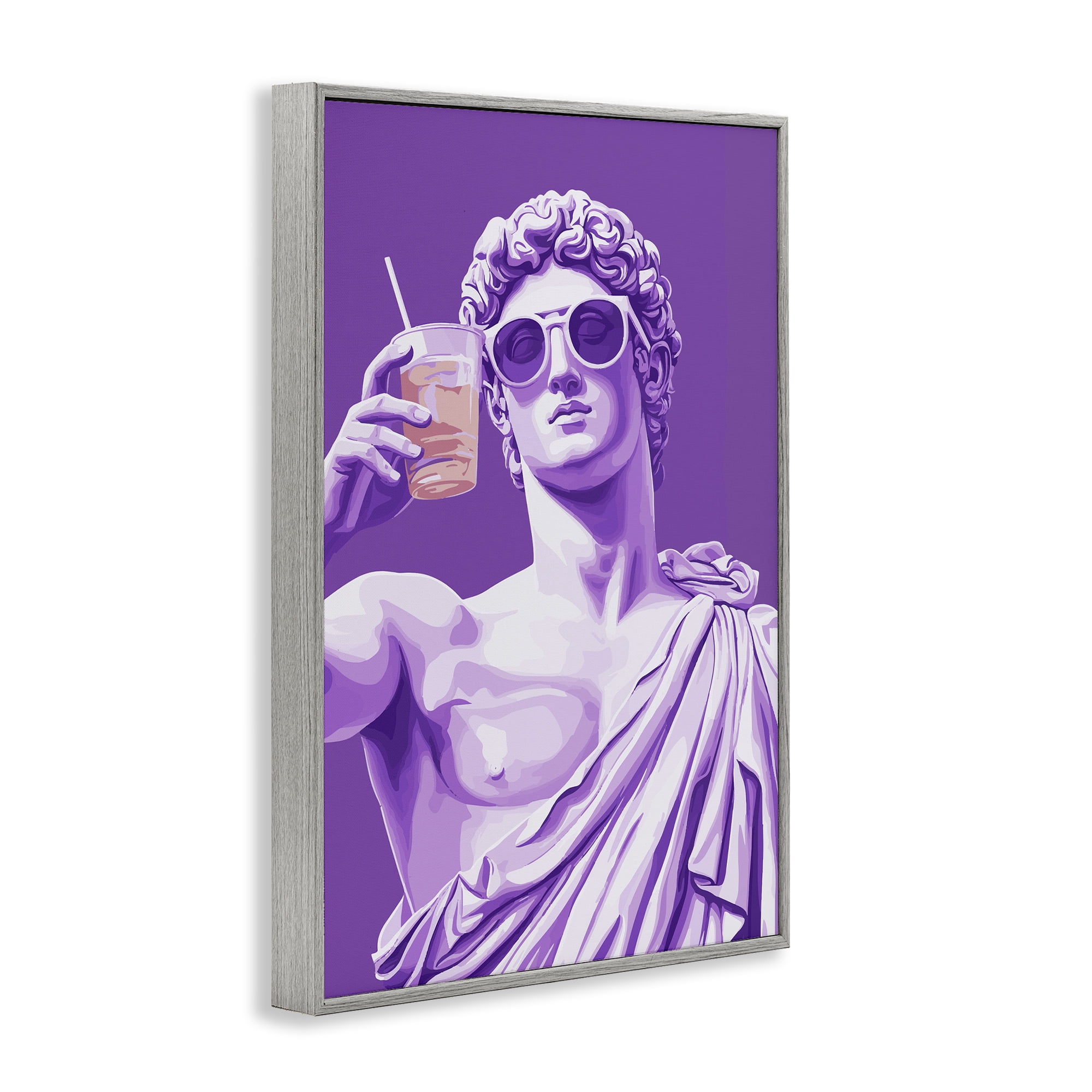 Stupell Industries Greek Statue Cheers Gray Framed Giclee Art, design by Andreas Magnusson