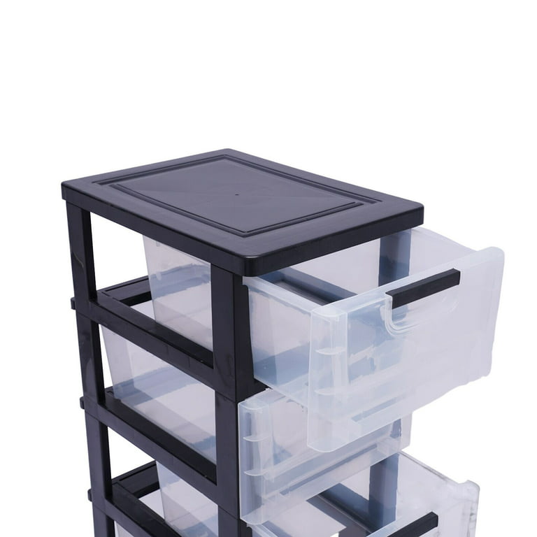 Plastic Stackable Storage Box Clothes Organizer Cabinet Tower w/5 Drawer ＆  Wheel
