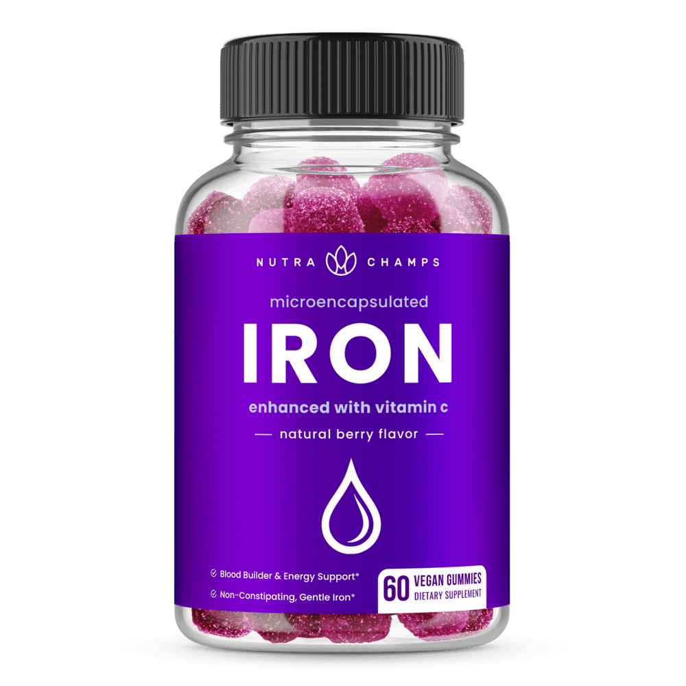 NutraChamps Iron Gummies for Adults & Kids 20mg MicroEncapsulated