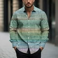 thumbnail image 2 of USNSM Men's Vintage Striped Printed Shirt Tops Casual Button Down Shirt Long Sleeve Lapel Shirt Dress Shirts Green S, 2 of 5