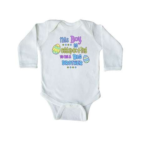 

Inktastic This Boy is Eggspecting to be a Brother Gift Baby Boy Long Sleeve Bodysuit