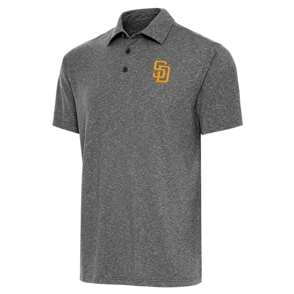Men's Antigua  Heather Black San Diego Padres Par Polo
