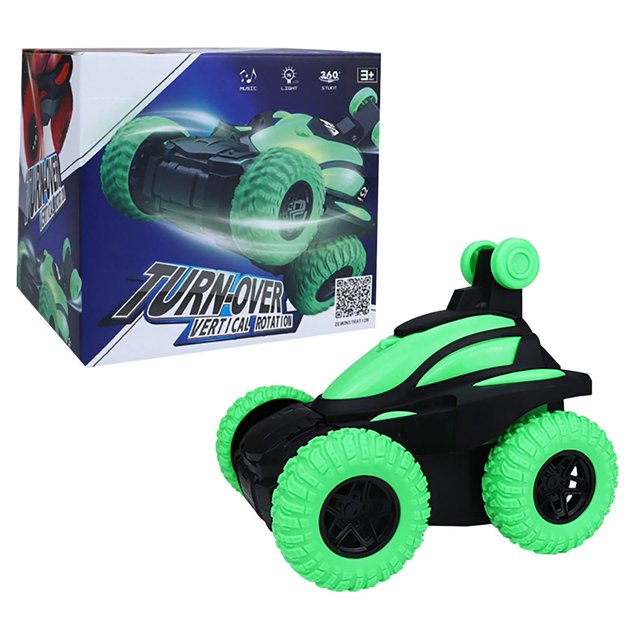 Remote control car Cyber And Rollover Stunt Car 360 Stunt Rotation 90 Uprightdriving Off Road Vehicle And Sound Effects Children'S Toys Birthday And Christmas Gifts Toys For Girls Boys Green
