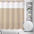 thumbnail image 2 of No Hook Shower Curtain, Pure Light Khaki Shower Curtains for Bathroom with See Through Top Window, Simple Solid Color Waterproof & Washable Bath Curtain 66"x72", 2 of 9