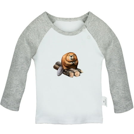 

Ma! Milk Funny T shirt For Baby Newborn Babies Animal Beaver T-shirts Infant Tops 0-24M Kids Graphic Tees Clothing (Long Gray Raglan T-shirt 12-18 Months)