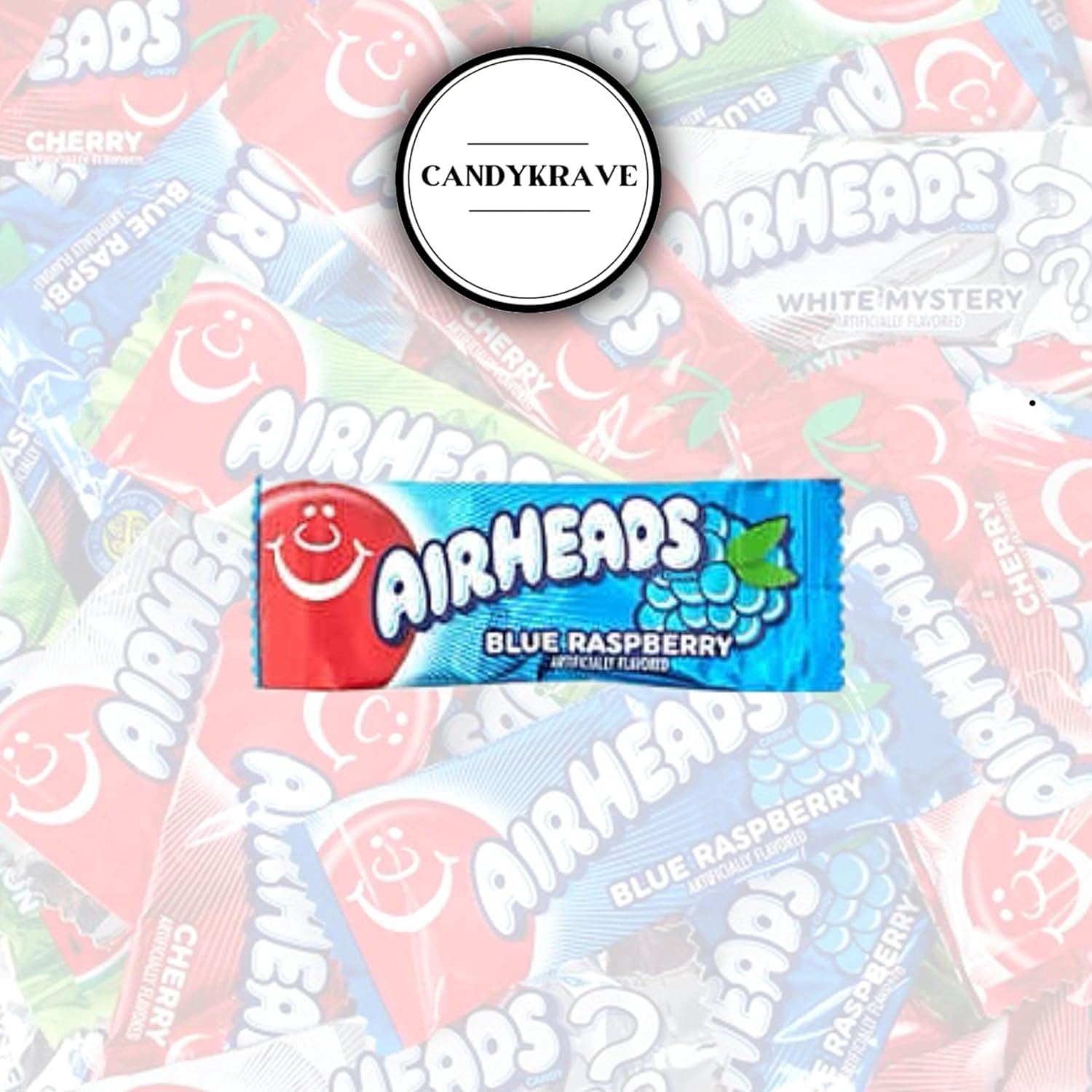 Airheads Candy Mini Bars Independence Day Pack, 80 Pieces Bulk Bag, White Mystery + Cherry + Blue Raspberry Flavor, Individually Wrapped Fruit Taffy, Perfect for Birthdays, Parties & Pantry (2 lbs)