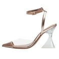 thumbnail image 2 of FSJ Women Classic Pointed Closed Toe Pumps Clear Chunky Block High Heel Ankle Strap Sandals Comfort Daily Work Shoes Size 10.5 Rose Gold, 2 of 6