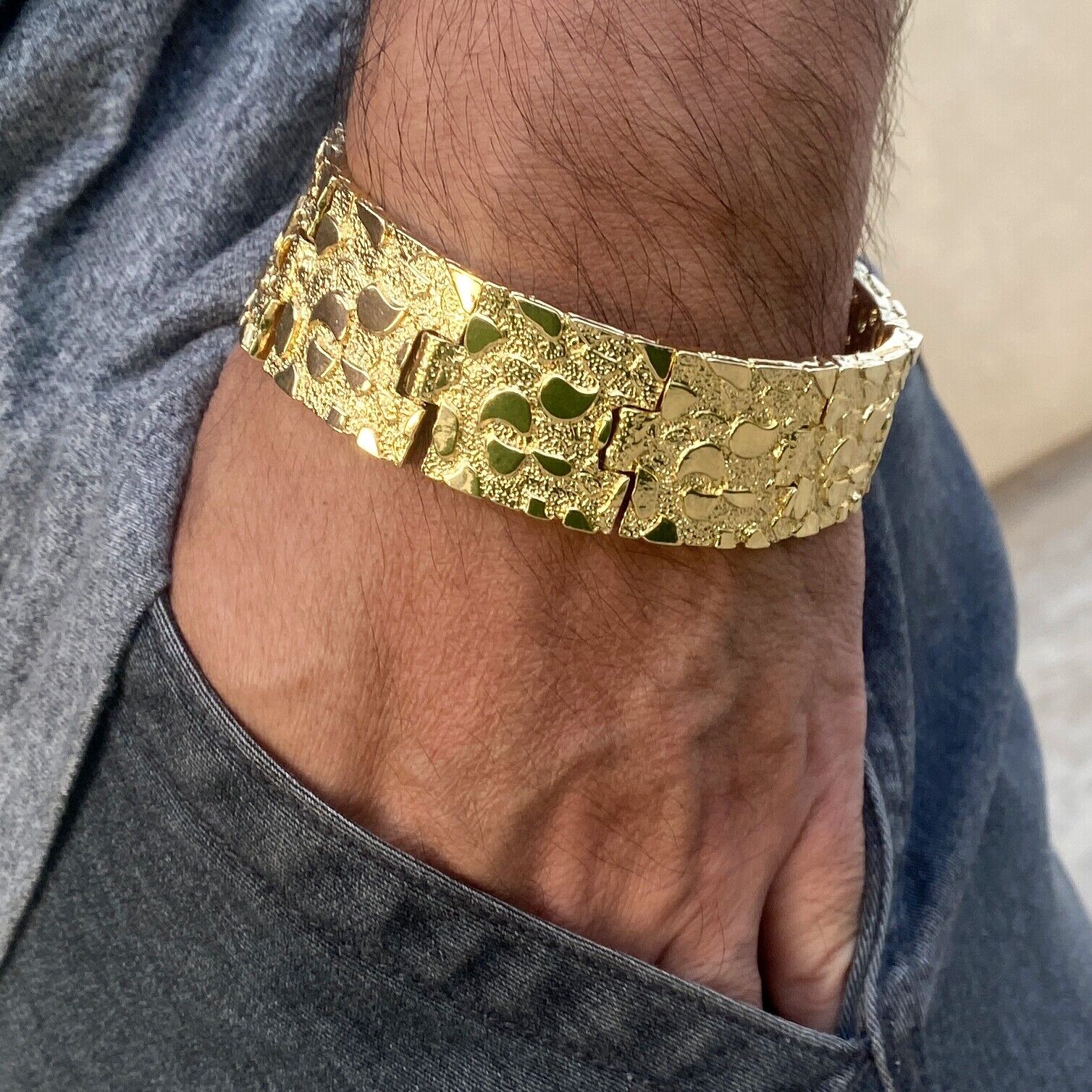 Bling Cartel 14K Gold Plated Hip Hop CZ Bracelet 23MM Iced Micro Pave 8 Inch
