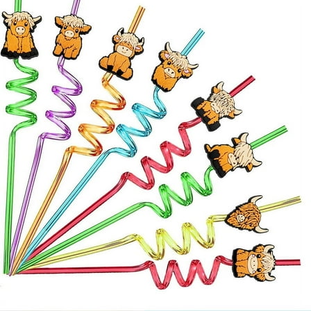 Highland Cattle Kyloe Party Favors Drinking Straws Beverages Birthday Supplies Decoration Reusable Plastic