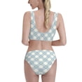 thumbnail image 3 of Picia Daisy Plaid Blue Women's High Waisted Bikini Scoop Neck Swimsuit Two Pieces Bathing Suit-Medium, 3 of 8