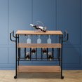 thumbnail image 3 of 3-Tier Industrial Bar Cart, Mobile Wine Rack Table with Glass Holder, Wine Bar Cabinet with Storage for Home, Black Frame / Brown Board, 3 of 9