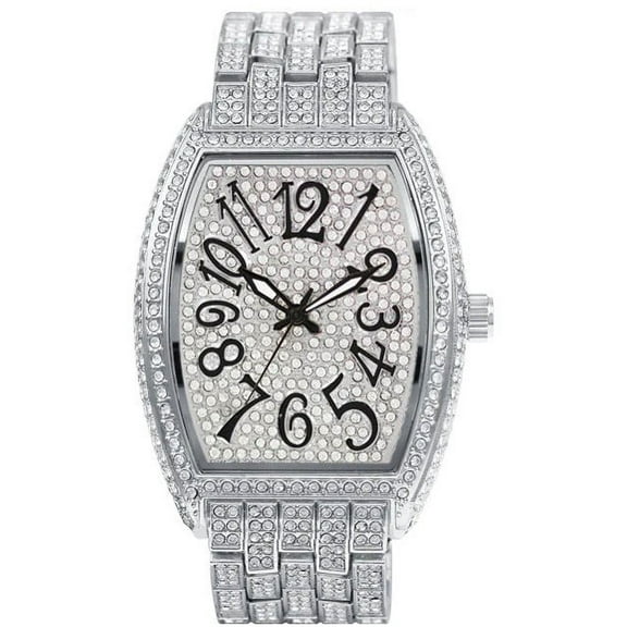 42mm Montres Carlo Modern Full Stones Fashion Luxury Women Dress Bracelet Watch (Silver)