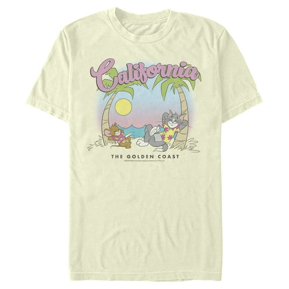 Men's Tom and Jerry California Vacation Graphic Tee Cream Medium