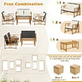 thumbnail image 6 of Costway 4PCS Patio Mix Brown Wicker Sofa Set Acacia Wood Frame with Seat & Back Cushions, 6 of 10